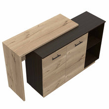 Load image into Gallery viewer, Black and Light Oak Contemporary Kitchen Island with Bar Table