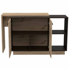 Load image into Gallery viewer, Black and Light Oak Contemporary Kitchen Island with Bar Table